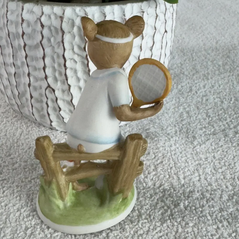 Vintage Lefton Handpainted Anthropomorphic Mice Rollerskating & Tennis Figurines